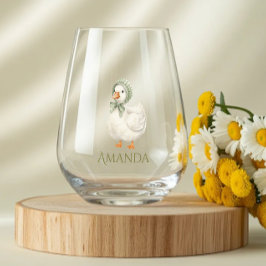 Vaso De Vino Silly Goose Daisy Sage Green Neutral Baby Shower