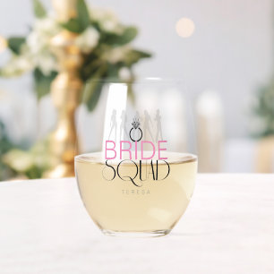 Vaso De Vino Siluetas de la Brigada de la Novia Rosa ID252