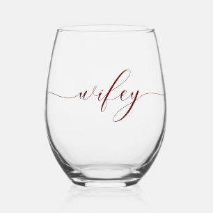 Vaso De Vino Simple elegancia de caligrafía Wifey