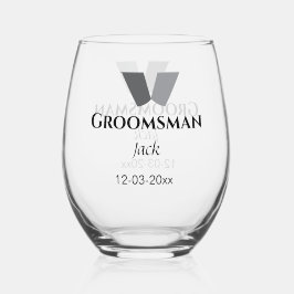 Vaso De Vino SIMPLE MINIMAL añada tu nombre personalizado groom