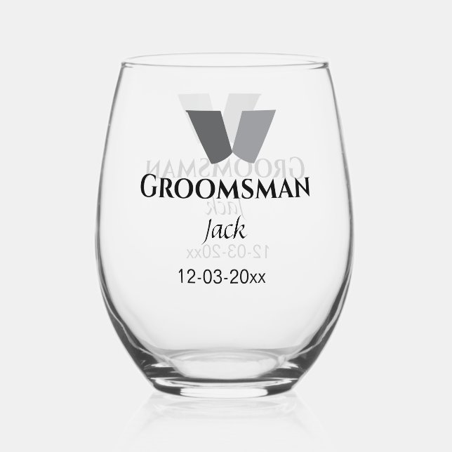 Vaso De Vino SIMPLE MINIMAL añada tu nombre personalizado groom (Anverso)