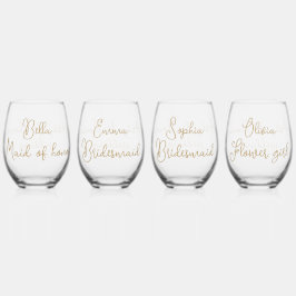 Vaso De Vino Simple y moderna fiesta de novias con guión de oro