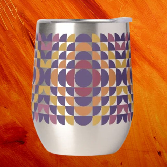 Vaso de vino sin tallo con círculos retro en negri (Subido por el creador)