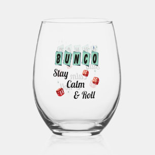 Vaso de vino sin tallo divertido con dados de Bunc