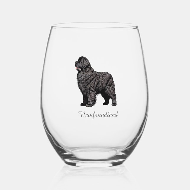 Vaso de vino sin tallo para perro de Terranova (Anverso)