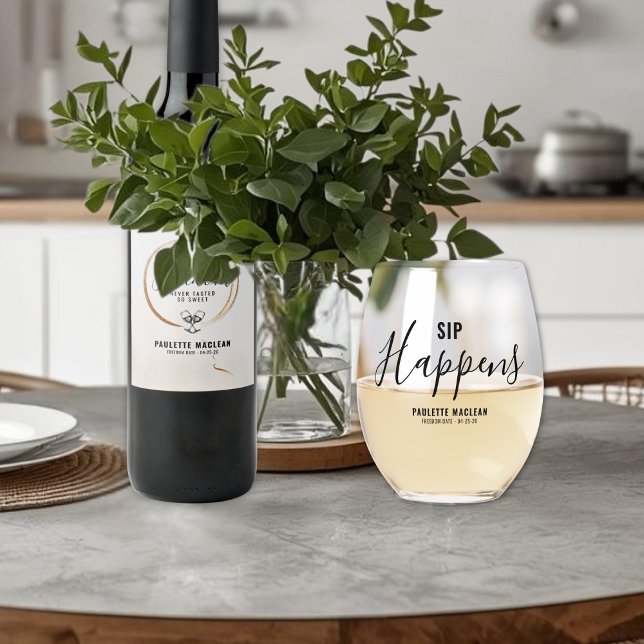 Vaso De Vino Sip Happens Divorce (Divorce Theme Wine Glass)