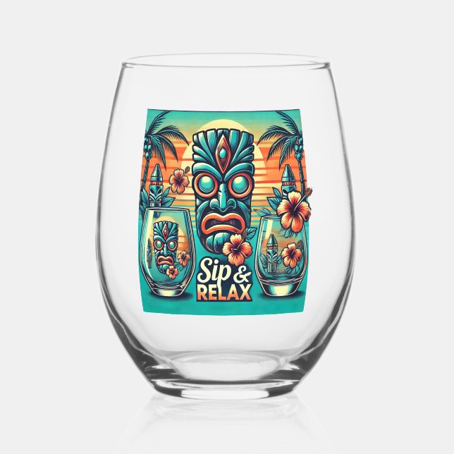 Vaso De Vino Sip & Relax Tiki Glassware (Anverso)