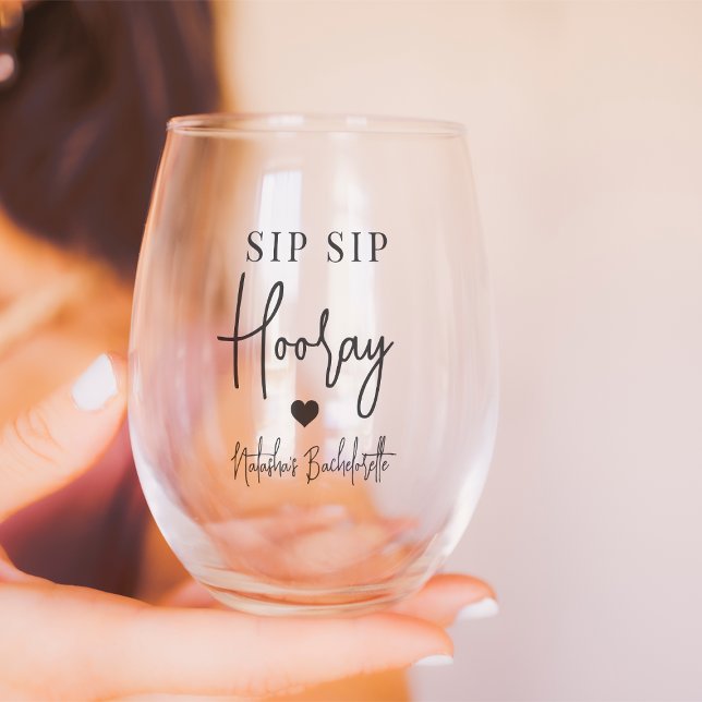 Vaso De Vino Sip Sip Hooray Bachelorette (Subido por el creador)
