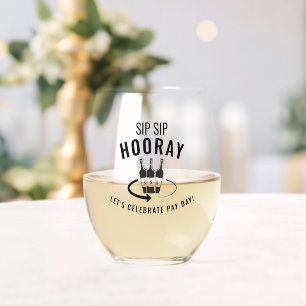 Vaso De Vino Sip Sip Hooray Vidrio sin Estúmulo