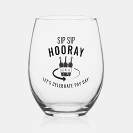 Vaso De Vino Sip Sip Hooray Vidrio sin Estúmulo