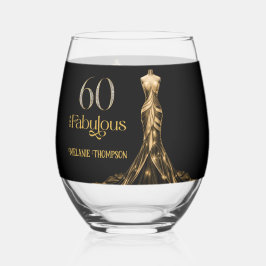 Vaso De Vino Sixty and Fabulous Gold Dress Black 60th Birthday