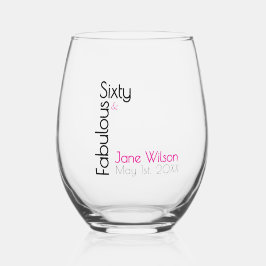 Vaso De Vino Sixty Fabulous Birthday Chic Pink & Black