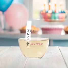 Vaso De Vino Sixty Fabulous Birthday Chic Pink & Black