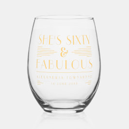 Vaso De Vino Sixty & Fabulous Chic Art Deco Gold 60th Birthday