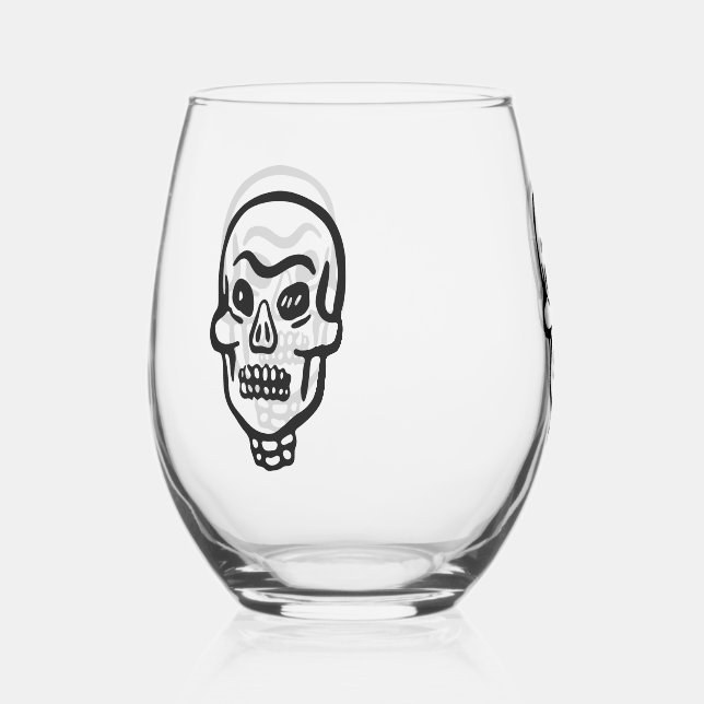 Vaso De Vino Skull clásico de Halloween (Anverso)