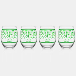 Vaso De Vino Sláinte Lucky Irish Shamrocks Design Personalized