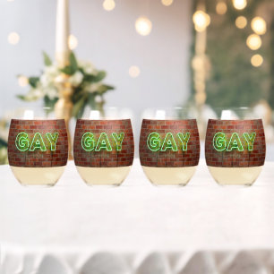 Vaso De Vino SlipperyJoe iluminado letrero de neón gay brillant