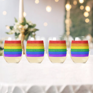 Vaso De Vino SlipperyJoe's clásico arcoíris táctil hecho a mano