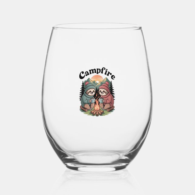 Vaso De Vino Sloth camping Team Official campfire (Anverso)