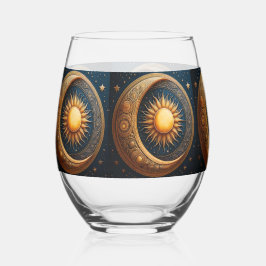 Vaso De Vino Sol y Luna Celestial