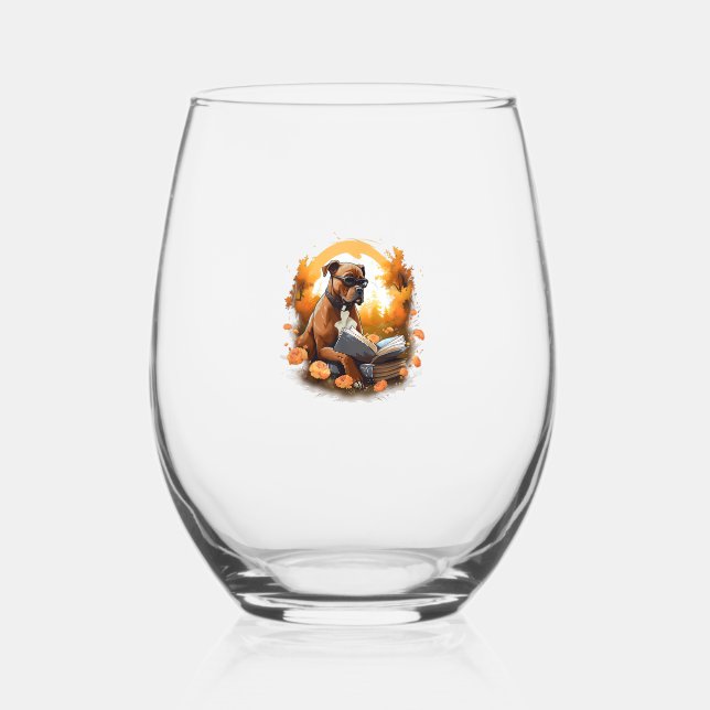 Vaso De Vino Solar American Staffordshire Terrier Dog Readin (Anverso)