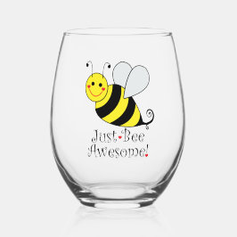 Vaso De Vino Sólo Bee Awesome Cute Yellow Bumble Bee