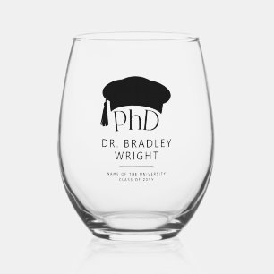 Vaso De Vino Sombrero doctoral de doctorado personalizado Gradu