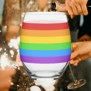 Vaso De Vino Sorbo Orgulloso: Bandera del Arcoíris