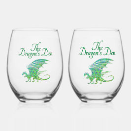 Vaso De Vino Sorprendente Dragón Verde Mosaico Personal