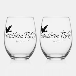 Vaso De Vino Southern FlyBy LLC Stemless Wine Glass -2 set