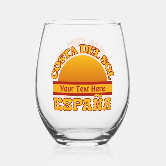 Vaso De Vino SPAIN personalizado Costa del Sol texto (Anverso)