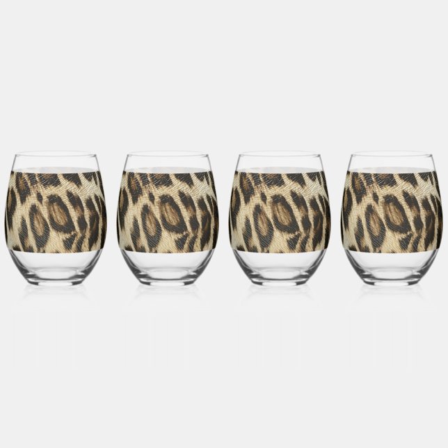 Vaso De Vino Spiffy Leopard Spots Leather Grain Look (Anverso)