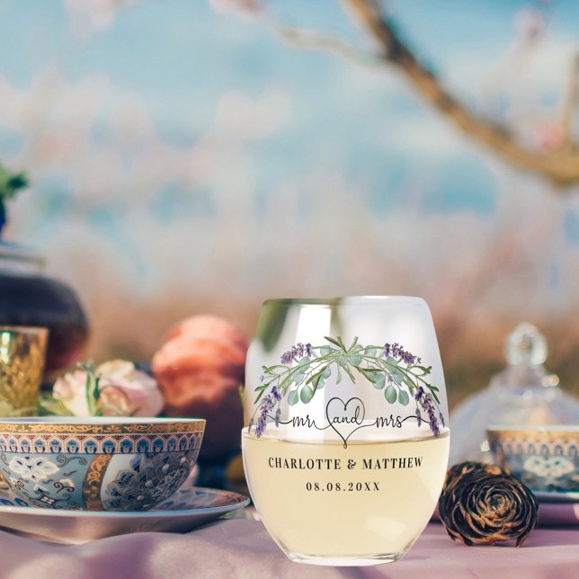 Vaso De Vino Sr. mrs recién casados boda de lavender (Subido por el creador)