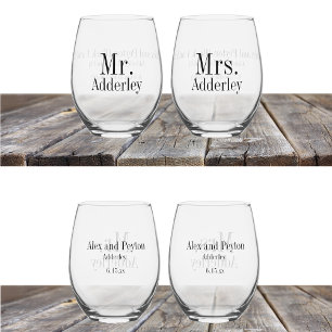Vaso De Vino Sr. Sra. Novia Novio Personalizado Boda
