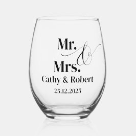 Vaso De Vino Sr. y Sra. Boda