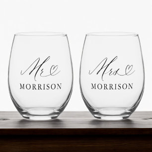 Vaso De Vino Sr. y Sra. Custom Wedding Modern