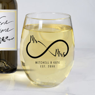 Vaso De Vino Sr. y Sra. Infinity Symbol Boda