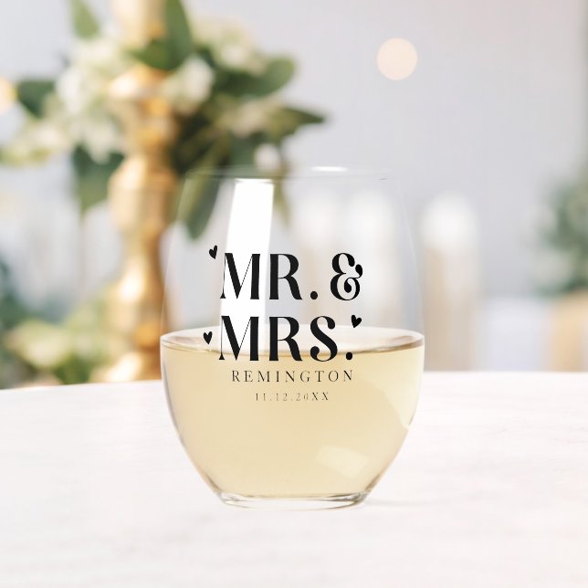Vaso De Vino Sr. y Sra. Newlywn Hearts (Insitu (Boda))