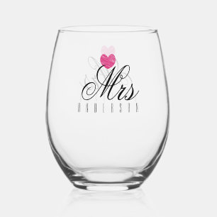 Vaso De Vino Sra. Escritura Moderna Personalizada de Boda