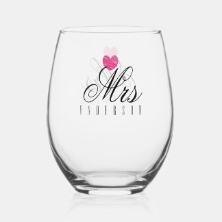 Vaso De Vino Sra. Escritura Moderna Personalizada de Boda