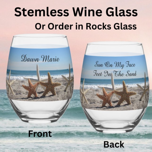 Vaso De Vino Starfish Beach Stemless Wine Glass o Rocks Glass (beach)
