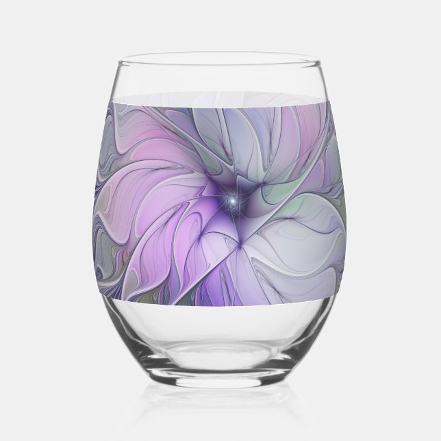 Vaso De Vino Stunning Beauty Modern Abstract Fractal Art Flower (Anverso)