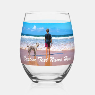 Vaso De Vino Su foto y nombre de texto Personalizado personaliz