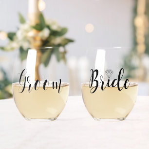 Vaso De Vino Su "novio y novia" personalizado