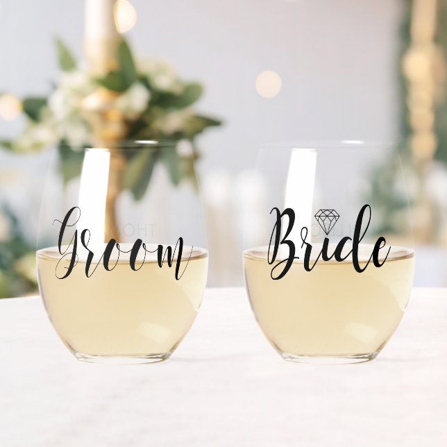 Vaso De Vino Su "novio y novia" personalizado (Insitu (Boda))