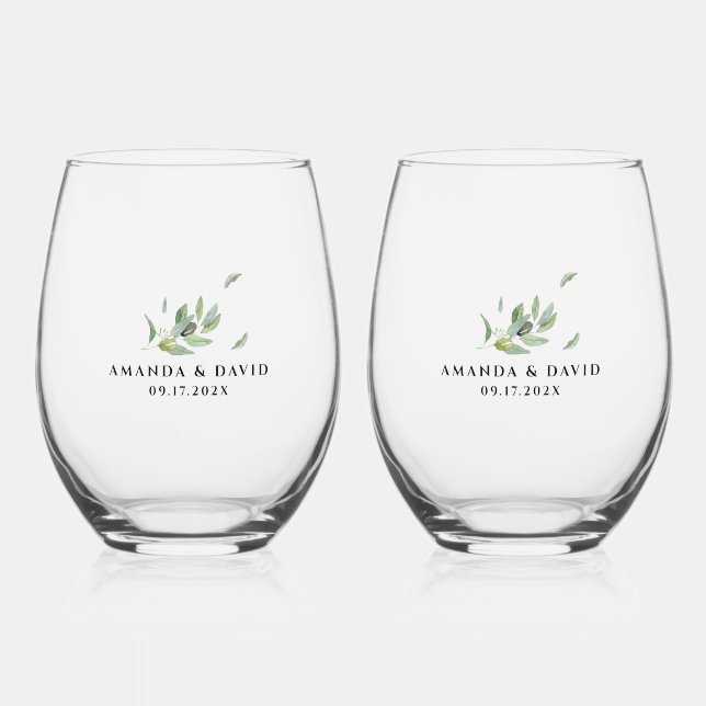 Vaso De Vino Sucursal de hojas de oliva toscanas - Gracias (Anverso)