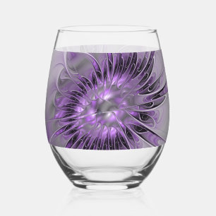 Vaso De Vino Sueño de Flor de Lavanda Arte Fractal Abstracto Mo