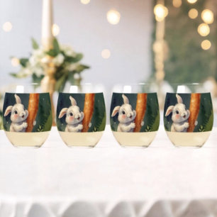 Vaso De Vino Sueños de conejitos pradera: Glass de vino sin cás