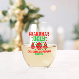 Vaso De Vino Suéter de los feos Navidades de la abuela personal