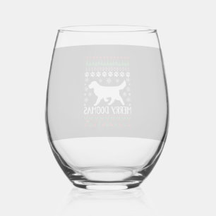 Vaso De Vino Suéter Feo De Navidad Perro Copos De Nieve Dogmas